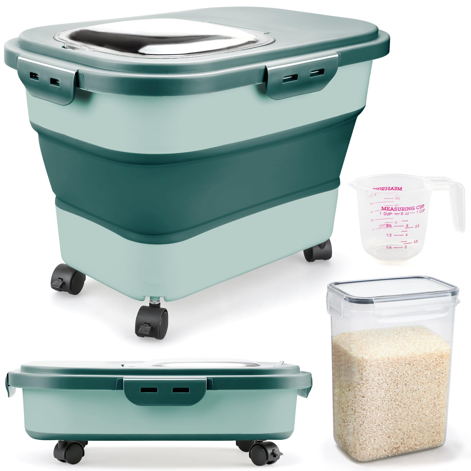 Contenedor Plegable Para Almacenamiento De Arroz Komzon, 30 Lb, Libre De Bpa