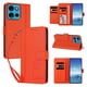 thumbnail image 2 of Funda Cartera Trébol para Motorola Moto G75 5G con Ranuras Tarjetas y Carga Inalámbrica Naranja, 2 of 6