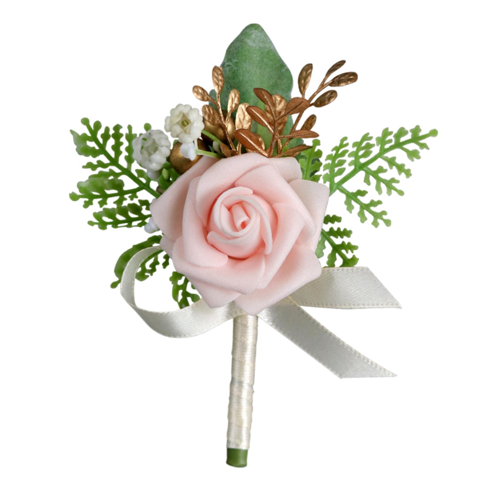 Magideal - Boutonniere De Flores Para Boda, Boutonniere De Rosas Para Novio, Boutonniere Con Alfiler Y Clip Para Decoración De Compromiso De Graduación