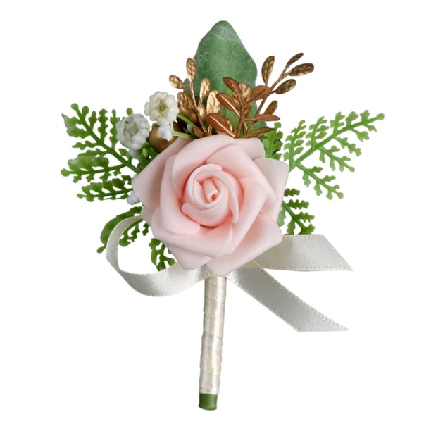 Boutonniere de flores para boda, boutonniere de rosas para novio, boutonniere con alfiler y clip para decoración de compromiso de graduación