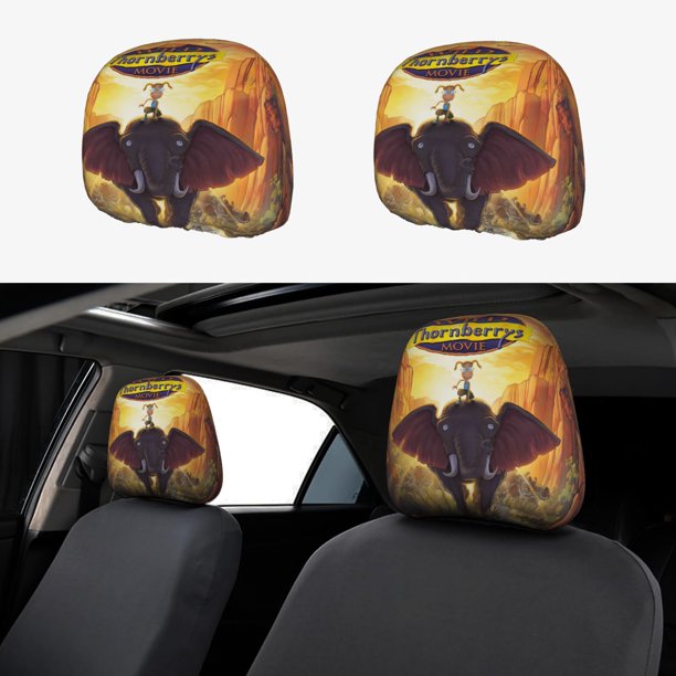 Los Thornberrys Funda Protectora Universal para Reposacabezas de Coche, Funda Elástica para Reposacabezas de Asiento de Auto, Funda de Tela Antipolvo, Accesorios de Interior 2 Piezas