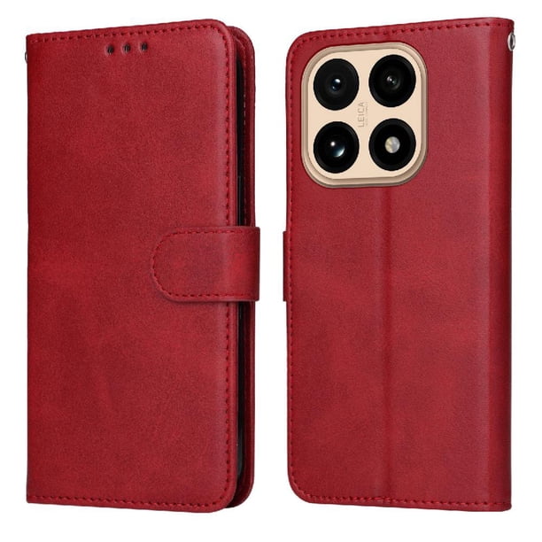Funda Billetera para Xiaomi 15T con Porta Tarjetas y Soporte Ajustable Rojo