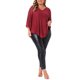thumbnail image 2 of Agnes Orinda Trajes de Halloween Tallas Grandes Escuela Universidad Mujeres Blusas de Malla con Volantes de Manga 3/4 Cuello en V Doble Capa Ajuste Suelto Camisa 4X Burdeos, 2 of 6