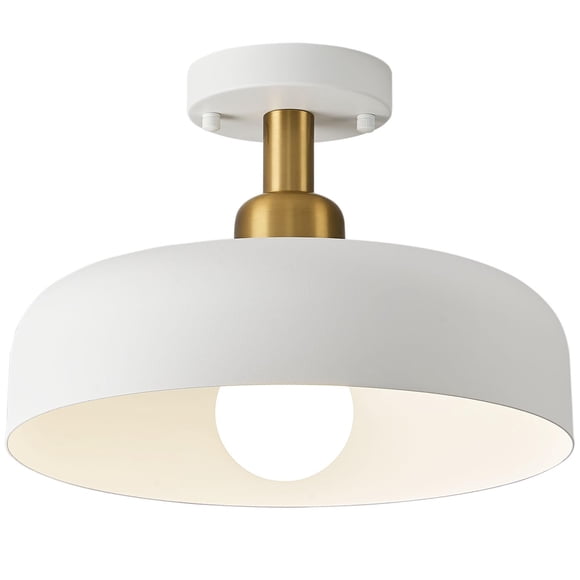 Lámpara de techo semiempotrada Bwxcie 32 cm blanca y dorada E26