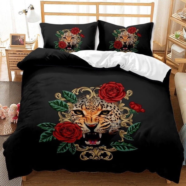 Tiger Animal Print Quilt Duvet Cover Set Home Textiles Bedroom Decor3-Piece Bedding Set