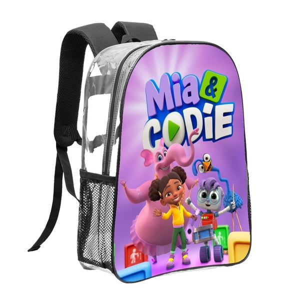 Mia y CodieMochila transparente temática, resistente y duradera, bolsa see-through para trabajo, deporte, universidad y viaje, 31 × 43 cm