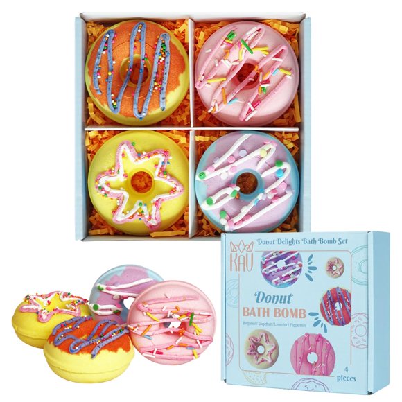 Set de regalo Bath Bombs KAV Donut Bombs, 4 aromas 100% naturales