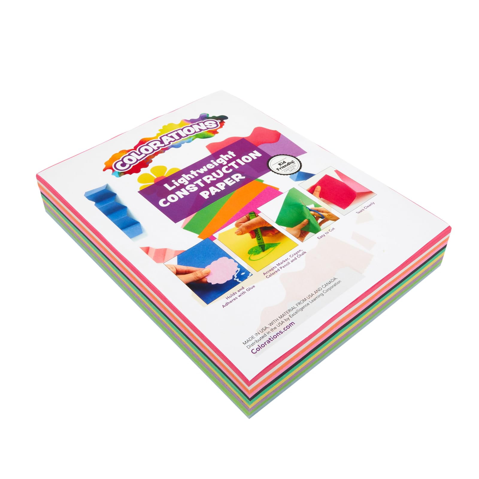Colorations - Papel De Construcción Ligero Para Colorear, 300 Hojas, 10 Colores