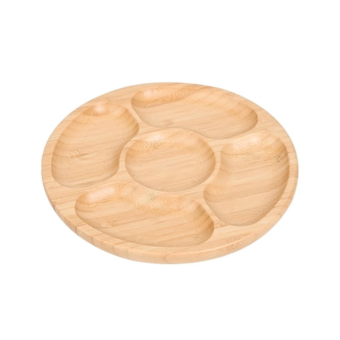 Magideal - Bandeja De Madera, Bandeja De Madera Para Comida, Plato Para Aperitivos, Exhibición De Cena Familiar, Utensilios De Cocina, Plato De Fruta Dividido, B 20X20Cm