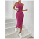 thumbnail image 2 of Vestido Ajustado Largo Tejido Canalé Cuello V, 2 of 4