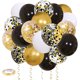thumbnail image 1 of Globos Zesliwy negros, dorados y con confeti de 12 pulgadas, pack de 50, 1 of 3