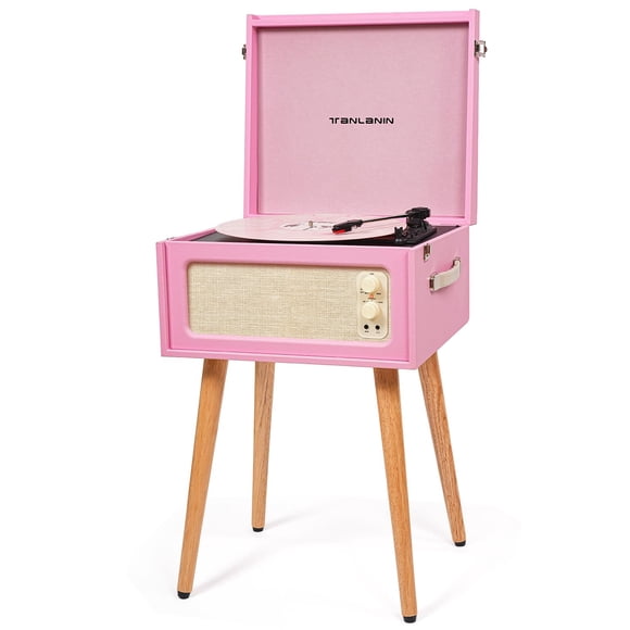 Tocadiscos TANLANIN rosa con Bluetooth y USB