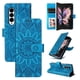 thumbnail image 1 of Funda tipo cartera FOXDOCK para Samsung Galaxy Z Fold 3 , diseño girasol en relieve, cuero PU, cierre magnético, soporte y tarjetero, 1 of 5