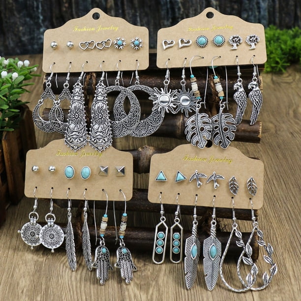Vintage Boho Turquoise Drop Dangle Earrings Set - Perfect Gift for Women & Girls!