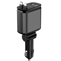 Xusx111 - Cargador De Coche Retráctil Starlight Con Cables Retráctiles, Starlight En El Techo Del Coche 4 En 1 Cargador De Teléfono De Coche Usb C Súper Rápido, Adaptador De Cielo Estrellado De 2 Puer