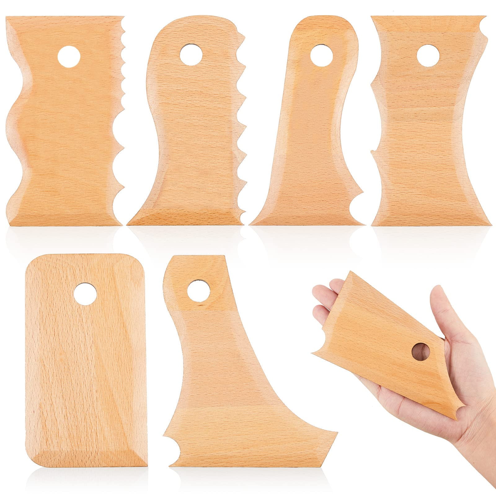 Xusx111 - 7 Piezas Big Size Ceramic Foot Shaper Herramientas Cerámica Herramientas De Recorte Perfil De Cerámica Rib Bundle Foot Shaper Para Tallar Moldes De Arcilla Cerámica De Arcilla, Madera De Hay