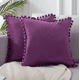 thumbnail image 2 of Pack de 2 Fundas de Cojines Terciopelo con Pompones 45x45 cm Morado, 2 of 2