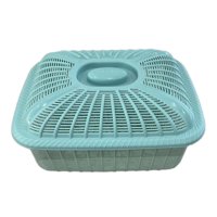 Magideal - Cesta De Frutas De Malla Con Tapa, Cesta De Almacenamiento De Frutas Y Verduras, Escurridor, Contenedor De Productos De Cocina Para Restaurante, Cesta Azul Pequeño