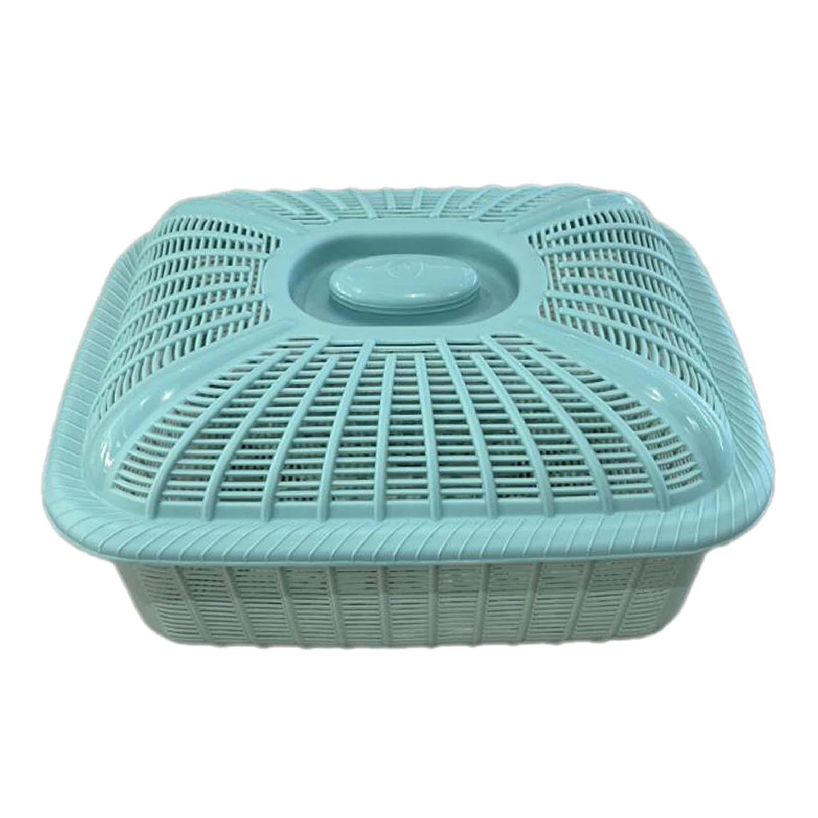 Magideal - Cesta De Frutas De Malla Con Tapa, Cesta De Almacenamiento De Frutas Y Verduras, Escurridor, Contenedor De Productos De Cocina Para Restaurante, Cesta Azul Pequeño