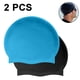 thumbnail image 2 of Gorro de natación para cabello largo - Gorros de natación de silicona para niñas, niños y adultos (paquete de 2), 2 of 8