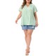 thumbnail image 2 of Agnes Orinda Blusa de Verano Casual Elegante para Mujer de Talla Grande con Estampado Floral, Cuello en V con Volantes, Manga Corta, Talla 3X, Verde, 2 of 6