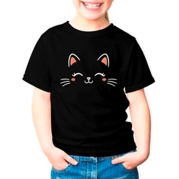 Polera Gatito Lindo Kawai Glitter Cat Niño Niña