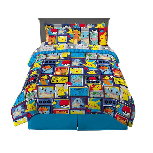 Juego De Ropa De Cama Franco Pokemon De 7 Piezas De Tamaño Completo Con Edredón