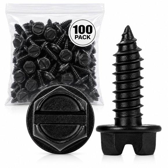 Tornillos para Placa de Matrícula HI-TECH 19 mm Paquete de 100 Negro