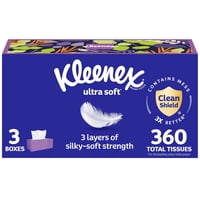 Pañuelos Faciales Kleenex Ultra Soft, 3 Capas, 120 Pañuelos Por Caja (360)