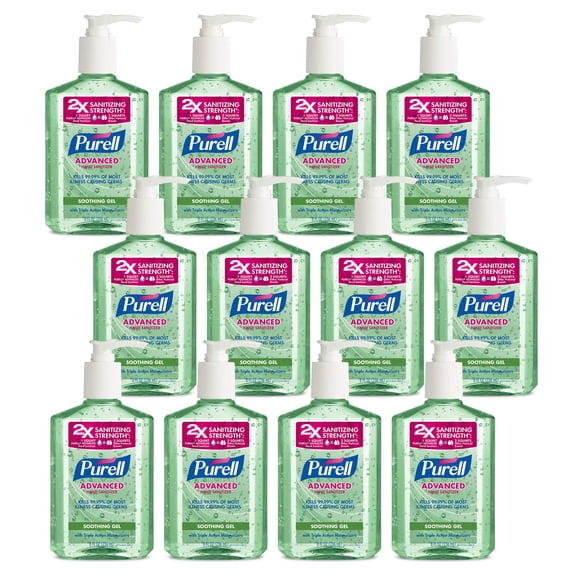 Gel calmante Purell Advanced, desinfectante para manos, 240 ml (paquete de 12)