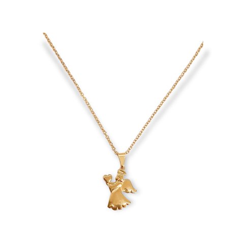 Elbauldejuma - Colgante Angel Guardian Chapado En Oro Corazon Proteccion