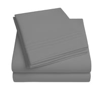 Juego De Sábana Gris 1800 Hilos Ultra Suave 1,5 Plazas Vincenzi