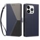 thumbnail image 3 of Cartera Plegable para iPhone 15 Pro Max, PU Tricolor con Ranuras, Azul Oscuro, 3 of 6