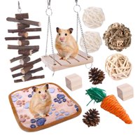Ioensy - Hamster Chew Toys Set Bite Grind Juguete Zanahoria Bolas Tejidas Suministros 12 Kits