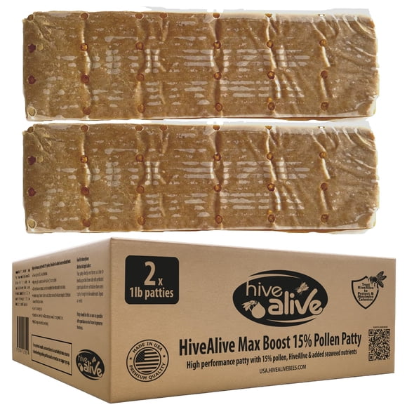 Pastillas de polen Hive Alive 2 lb alimento para abejas con 15% de polen de EE. UU.