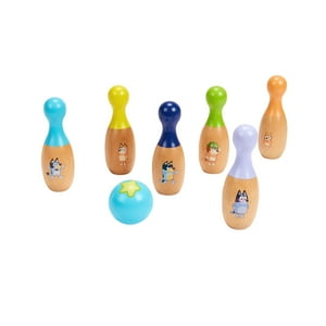 Juego De Bolos Bluey Wooden Skittles Para Interiores Y Exteriores Para Niños De 3 Años O Más