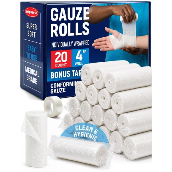 Rollos de gasa Mighty-X 20 uds 10 cm suave y transpirable