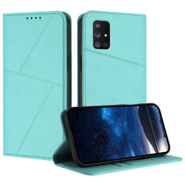 Funda Cartera Magnética para Samsung Galaxy A71 5G Protección Antichoque con Ranuras Verde