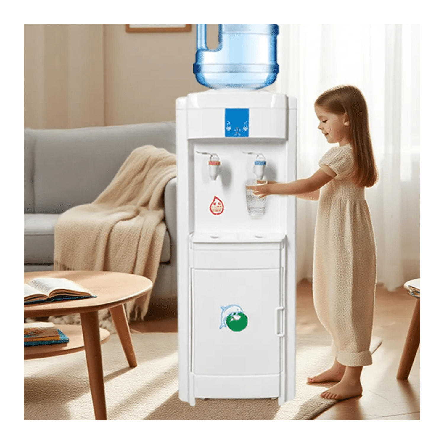 Genérico - Dispensador De Agua Eléctrico Frío Y Caliente Con Gabinete Blanco