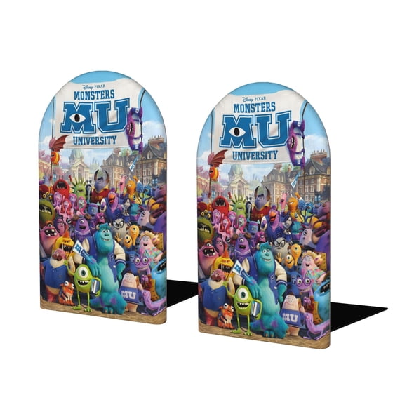 Monsters University Sujetalibros decorativos temáticos, tope para estantería con base antideslizante, uso dual para hogar y oficina - 2 piezas