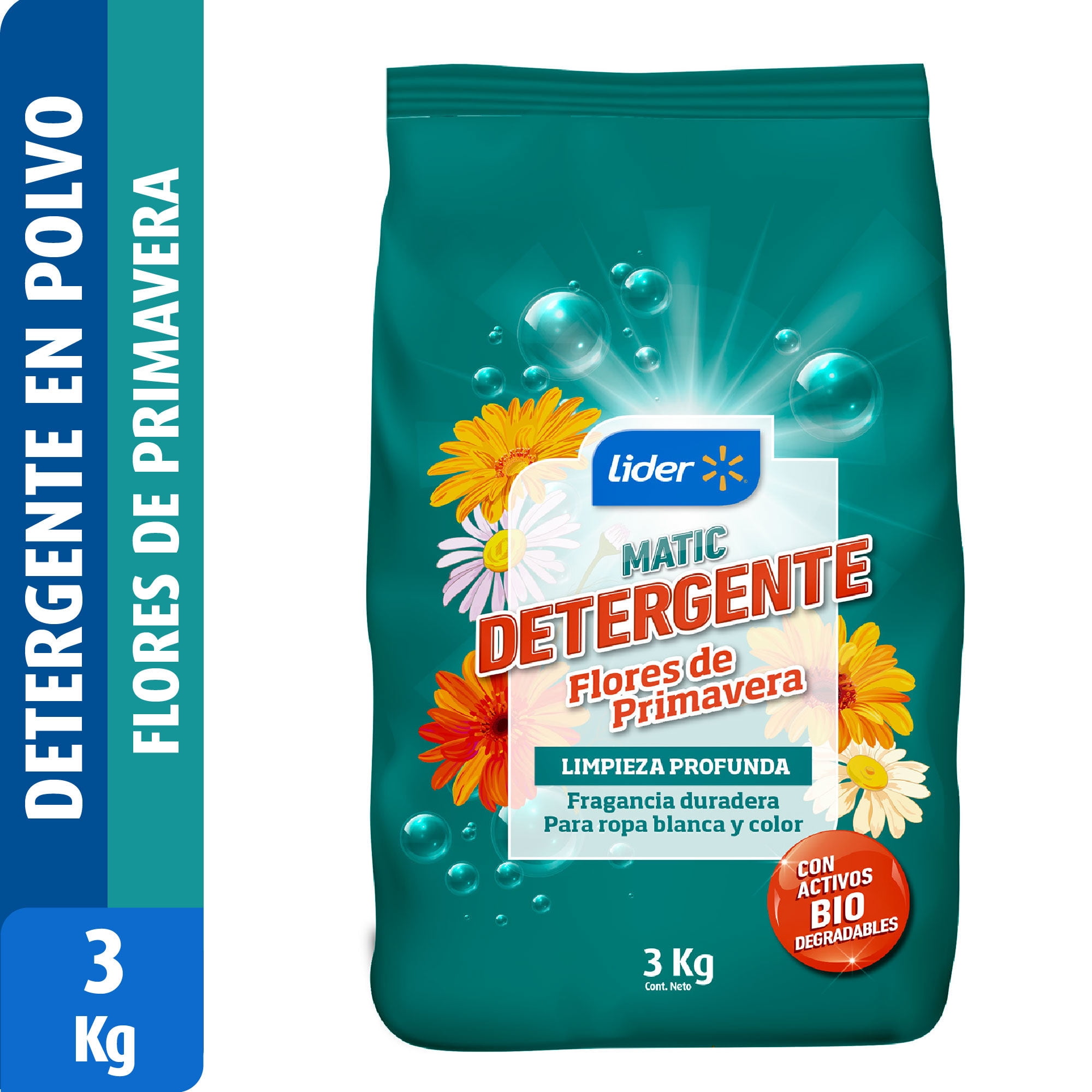 Detergente En Polvo Flores De Primavera Bolsa 3 kg Lider