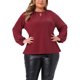 thumbnail image 1 of Agnes Orinda Trajes de Halloween para Mujeres Tallas Grandes Día de San Patricio Tops Brillantes con Purpurina Blusa de Cóctel con Cuello en V y Manga Larga Camisetas Plisadas 3X Burdeos, 1 of 6