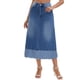 thumbnail image 1 of INSPIRE CHIC Falda Maxi de Mezclilla para Mujer de Cintura Alta Primavera 2025 Línea A Panel Dobladillo Largo Faldas de Jean L Azul, 1 of 6