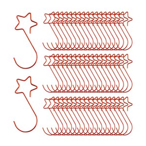 Magideal - 100 Uds. Ganchos Para Árbol De Navidad Con Forma De Estrella, Ganchos Para Adornos Navideños Para Fiestas, Suministros De Navidad, Perchas Para Árbole Rojo