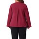 thumbnail image 3 of Agnes Orinda Blusa de Chifón para Mujer Talla Grande Cuello en V Mangas Largas Arremangadas Camisas con Pliegues en la Espalda Blusas Casuales Talla 3X Burdeos, 3 of 6