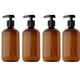 thumbnail image 1 of Xiao Hua Juego de 4 Piezas - Marrón 17 oz/500ml Botella Reutilizable de gel de Ducha para Champú y Acondicionador de Cuello Largo con Bomba de Presión Botella Dispensadora Recargable, 1 of 4