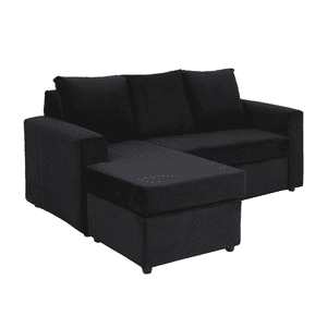 Mueblart - Sofá En L 2 Cuerpos Eco Cuero Negro