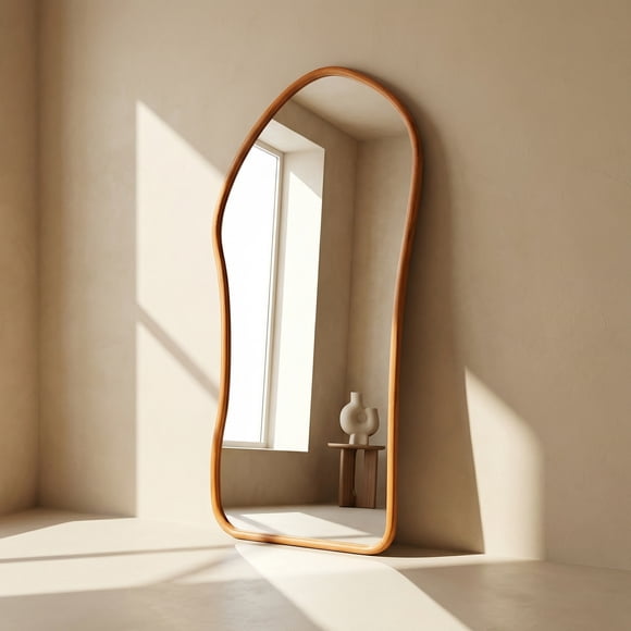 Espejo Irregular Cuerpo Entero Madera Color Roble 180x80cm