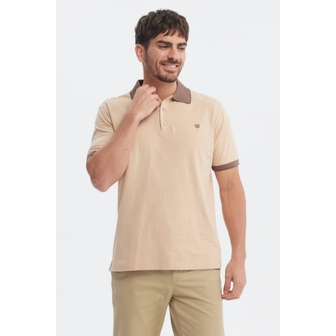 Fashionspark - Polera Hombre Slim Cuello Camisero Beige - Ll