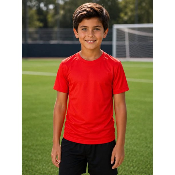 Polera Deportiva Niño Antitranspirante Dryfit Manga Corta Uv Rojo Liso 10